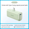 Small capsule-shaped power bank in multiple colours with a fold-out USB-C cable.