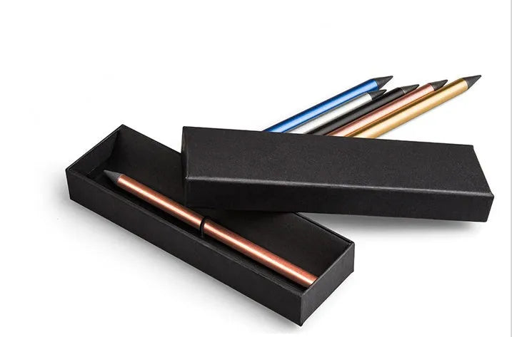 Inkless metal pen with alloy steel tip in choice of five colours including spare nib and pen bag