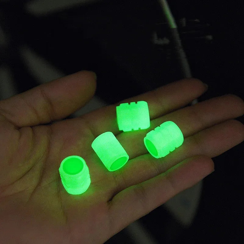 Car luminous valve caps with glow-in-the-dark gas nozzle design for tyre valves