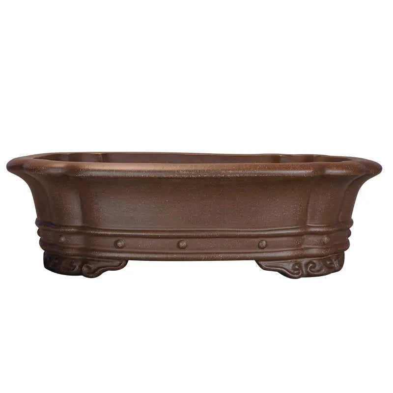 Purple sand rectangular begonia flower pot with antique handmade finish