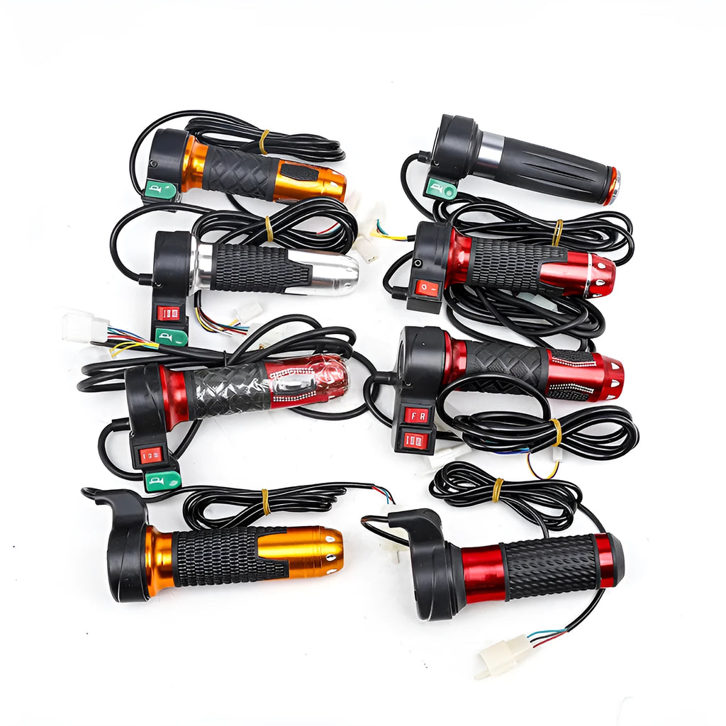 Plastic three-wheel electric car modification accelerator handle with 3-wire plug and choice of coloured finishes.