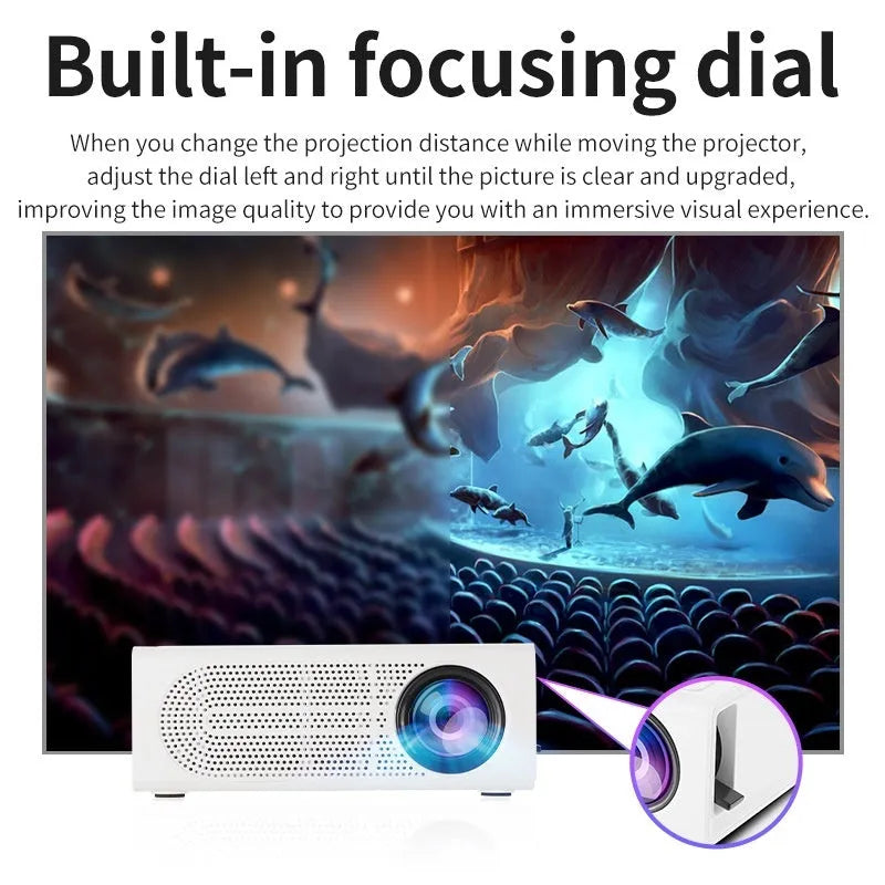 Black or white portable mini projector with wired connection cable for mobile phones