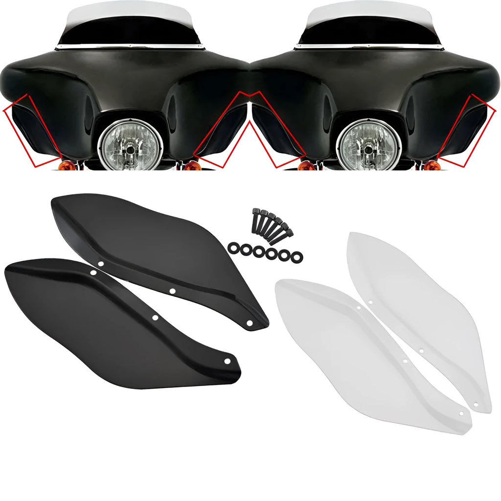 Harley-Davidson motorcycle wind deflector side wings in black and transparent colours