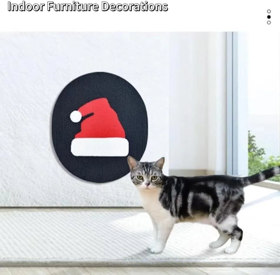Wall mounted cat scratcher with corrugated cardboard surface and catnip
