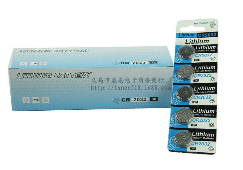 CR2032 lithium button battery pack with 5 capsules per card for electronic devices