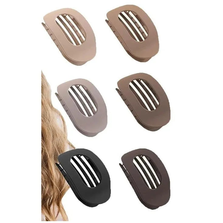 Set of six nude-coloured plastic women's hair clips with frosted grip and pointed toe design