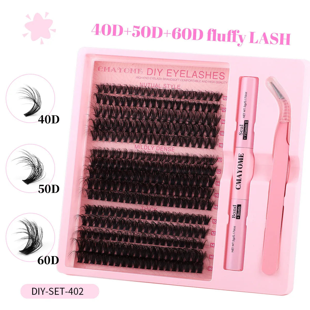 DIY false eyelashes extension suit with individual cluster segments for home eyelash application