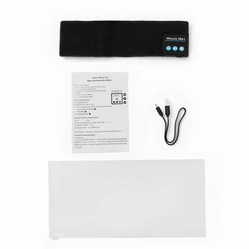 Bluetooth 5.4 sports scarf eye mask headband in black, dark grey or grey-white colours with removable washable design