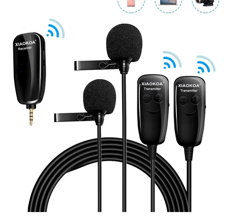 Black lavalier microphone with 3.5mm plug for mobile phones showing 6.0x5.0mm microphone capsule