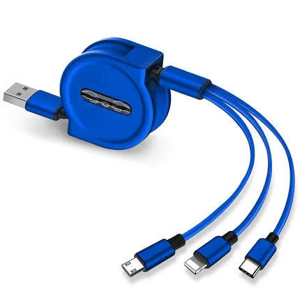 3-in-1 telescopic charging cable extended to 120 cm with titanium alloy connectors