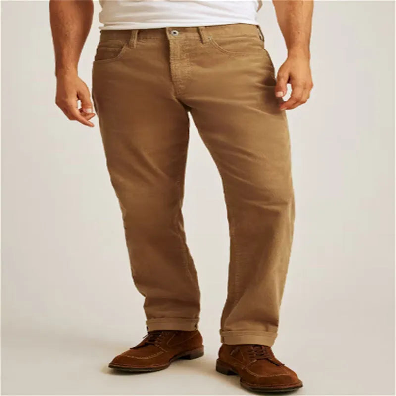 Corduroy straight leg trousers in loose casual fit available in four colours