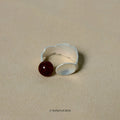 Alloy diamond-shaped ring and bracelet set with small spoon, electroplated finish.