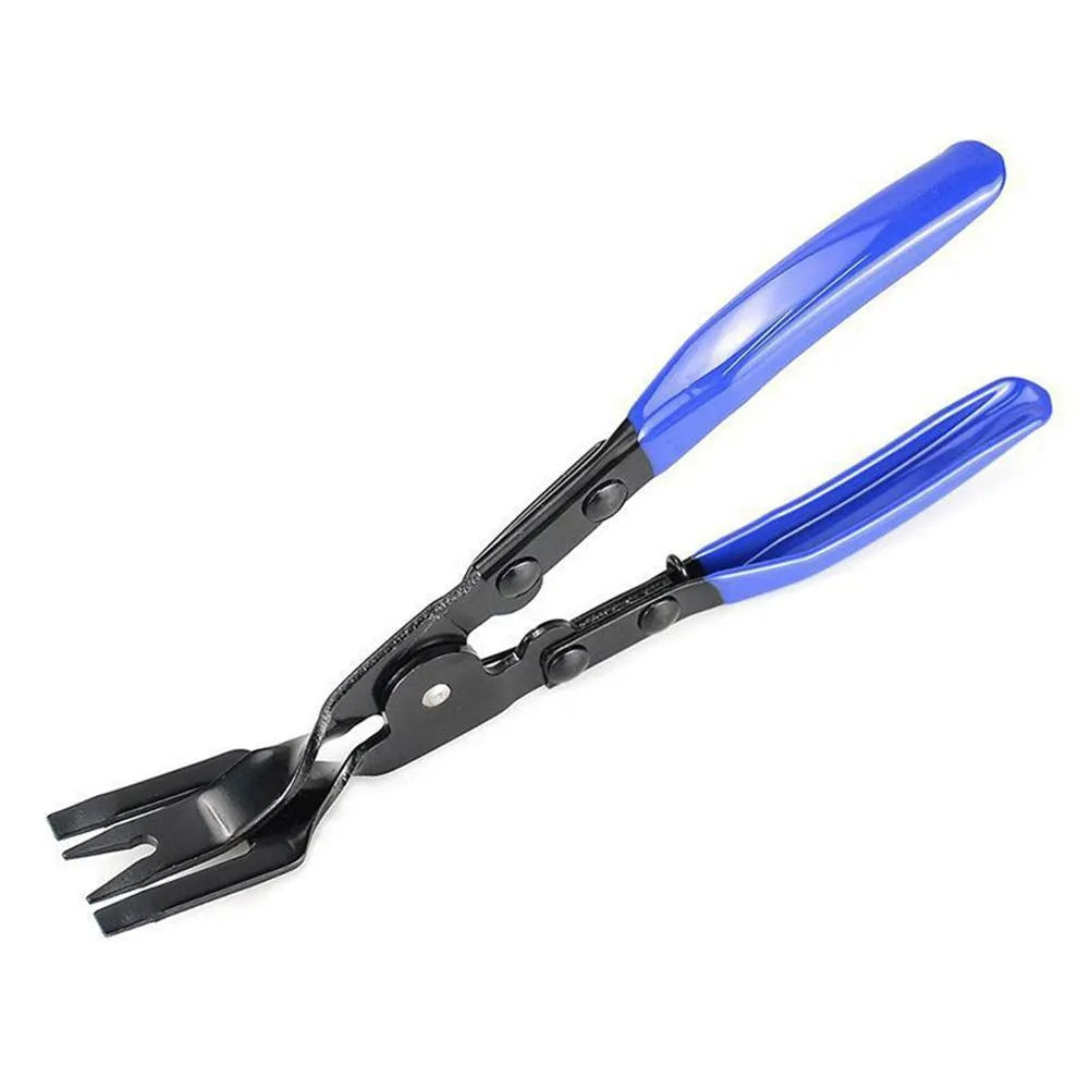 Blue steel car disassembly pliers for door panel and interior bracket removal measuring 235mm