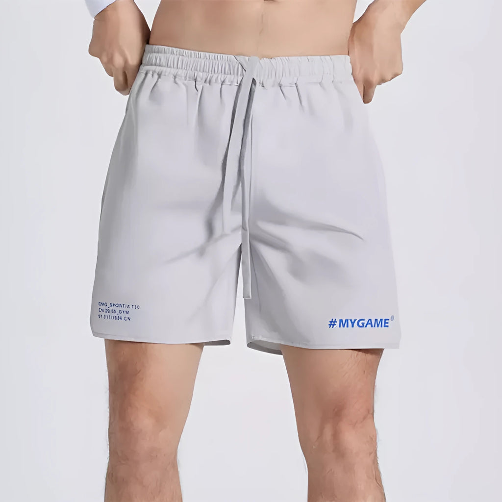 Men's training fitness shorts in midnight blue with moisture-absorbing fabric and four-point stretch construction