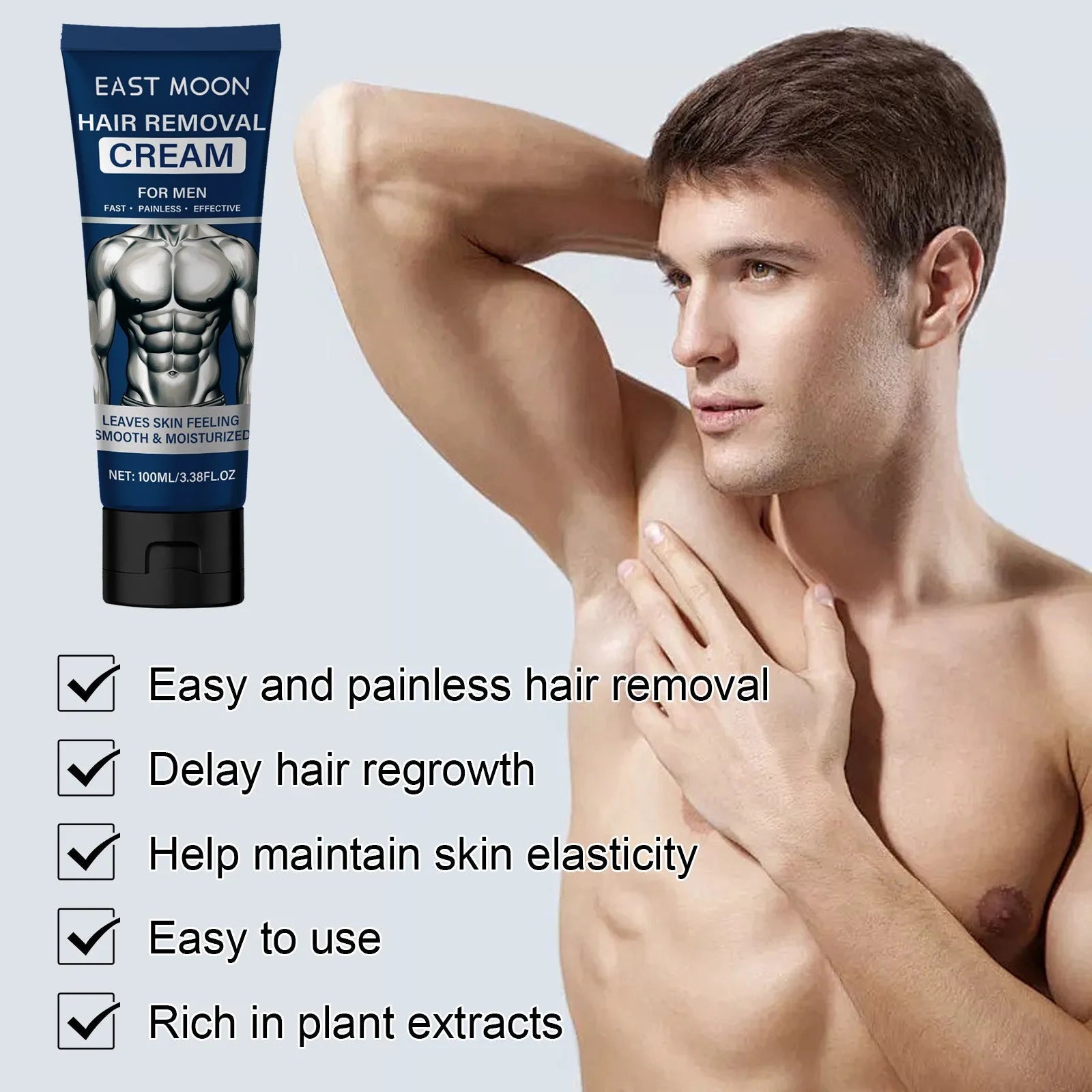 Men's hair removal cream 100ml tube for beard armpit hand and leg depilatory use
