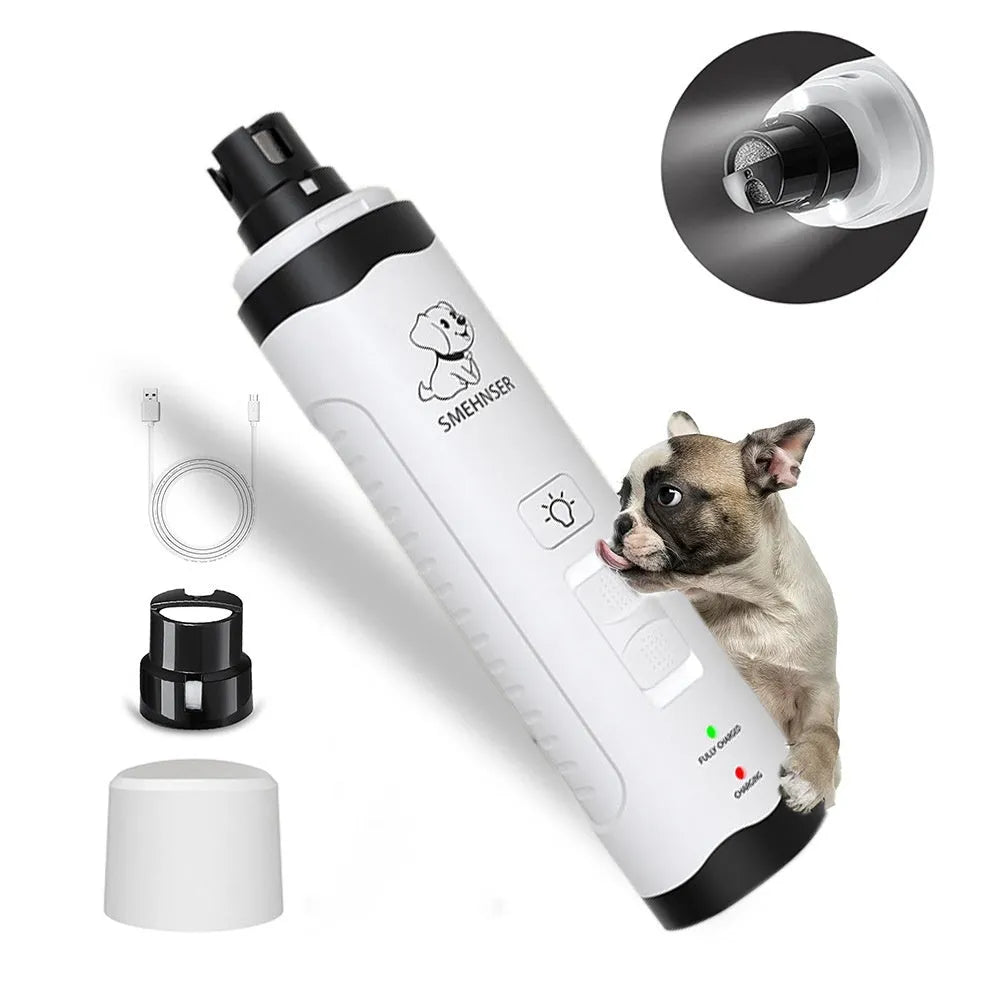 3-speed LED electric nail trimmer for dogs with dust collection system.