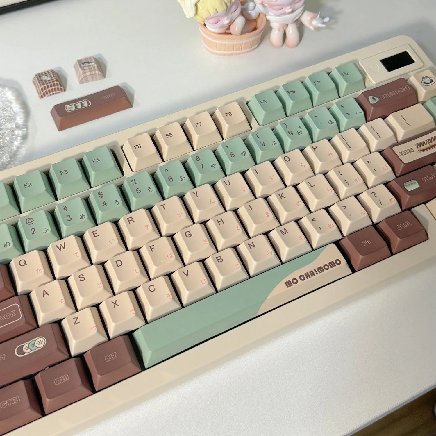 Craft Key CAP Matcha theme keycap set for cross satellite shaft mechanical keyboards.
