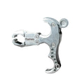 Alloy archery release aid with two-axis harpoon clip mechanism shown in detail
