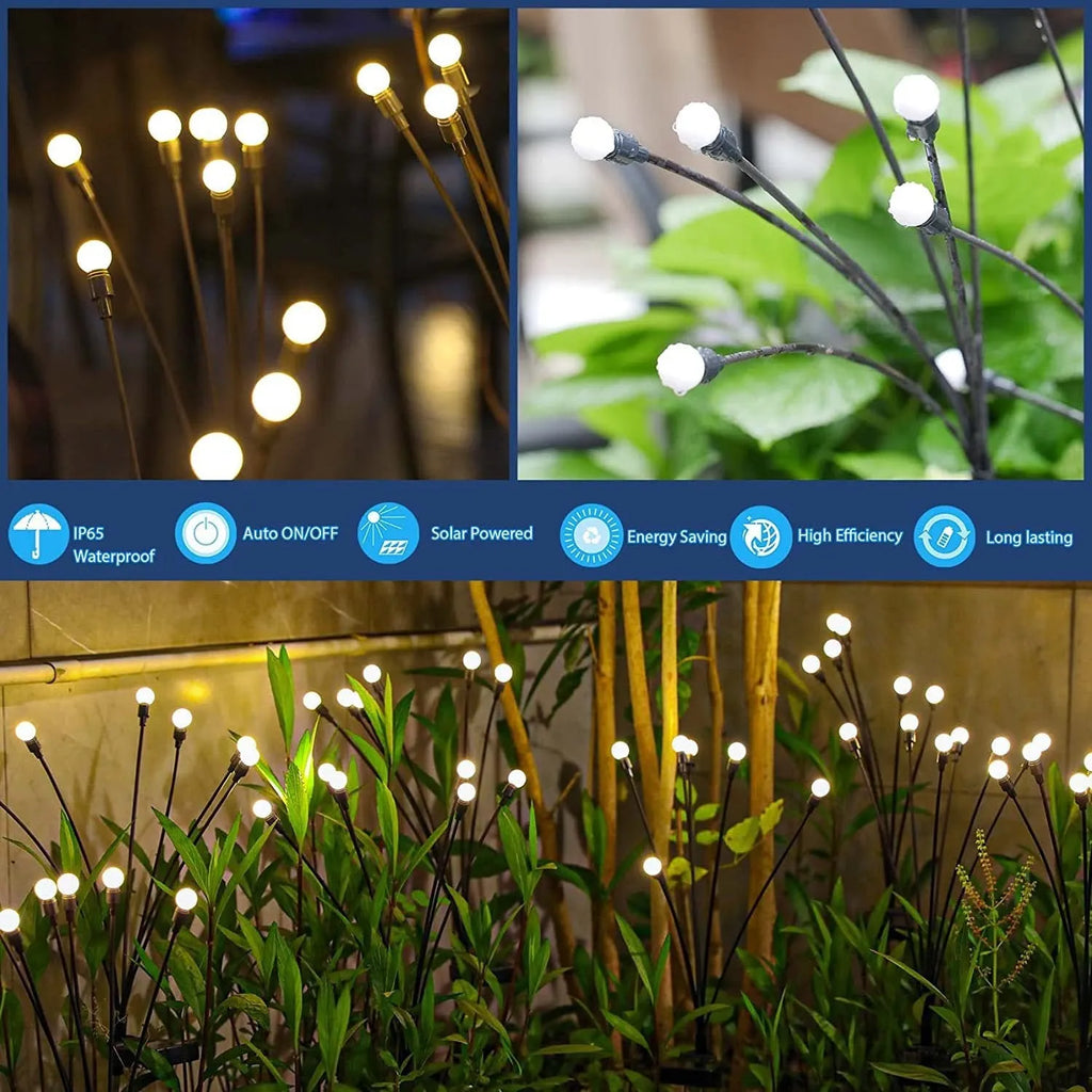 Solar-powered LED ground spike garden light with automatic sensor in lawn