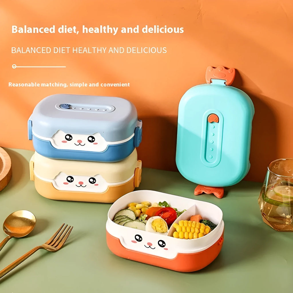 Square plastic divided lunch box with microwave-safe design in dark blue colour option