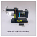 Alloy steel watch strap removal machine with bench mount frame and tool components for watch repair