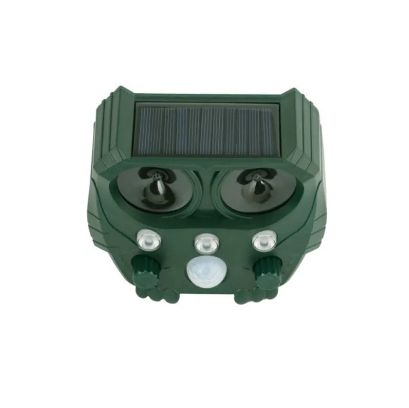 Green solar ultrasonic dog repeller device with ABS housing for outdoor pest control