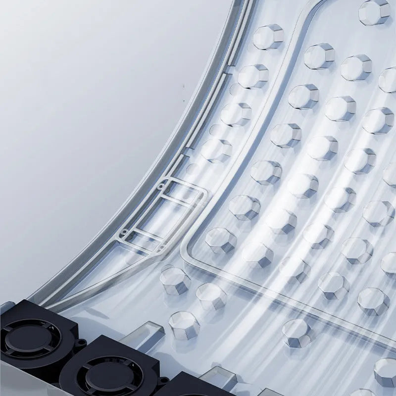 Black car seat cooling pad with minimalist design showing USB power connection