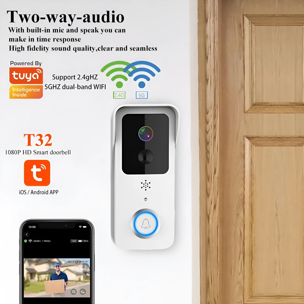Waterproof smart home visual doorbell with HD video capability and remote app access