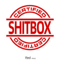 13x12cm vinyl car sticker shown in multiple colour options including black, blue, and glitter variants