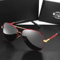 Men's metal-frame sunglasses with polarised or colour-changing lenses in gold, black, or silver.