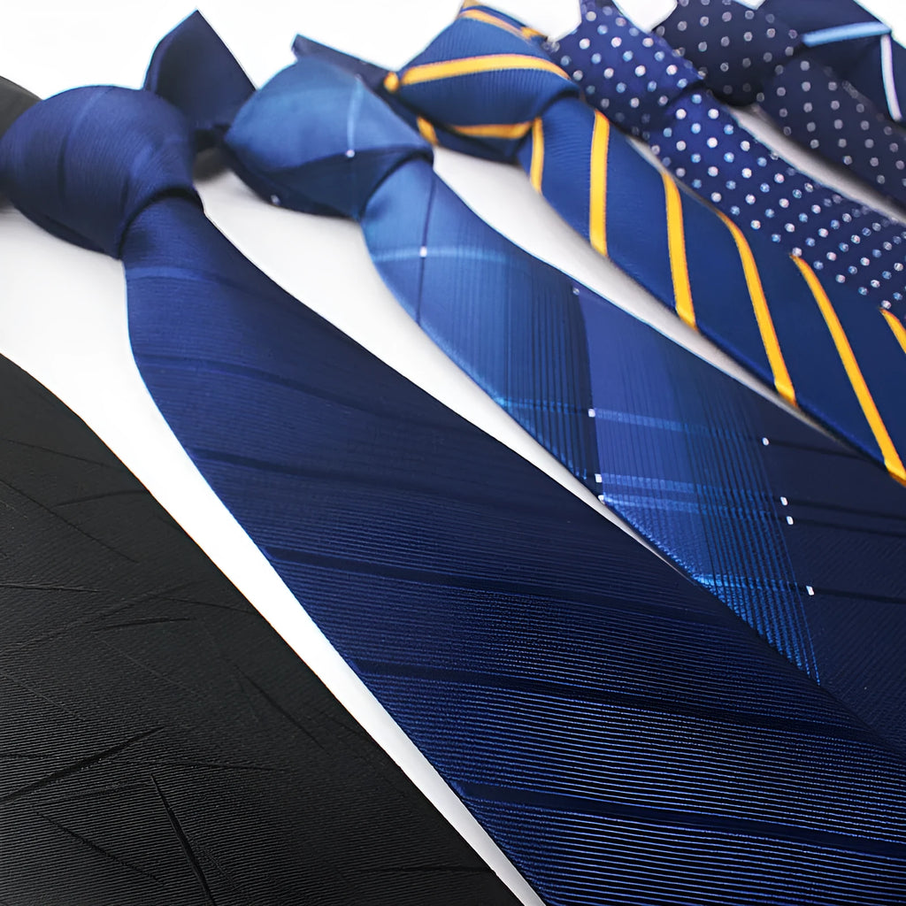8cm wide striped polyester jacquard tie in business colours