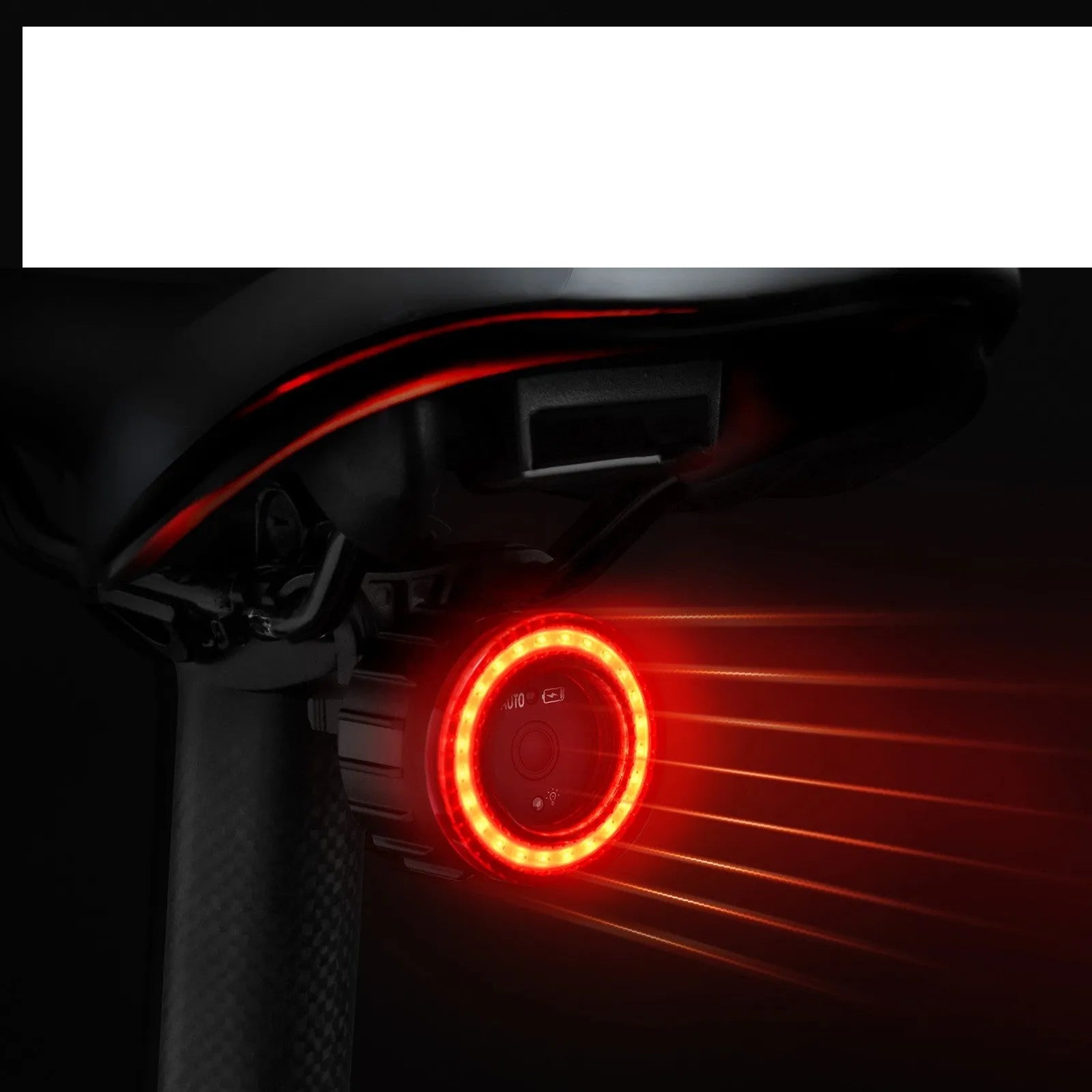 Black intelligent induction brake taillight for bicycles with aluminum alloy and plastic construction