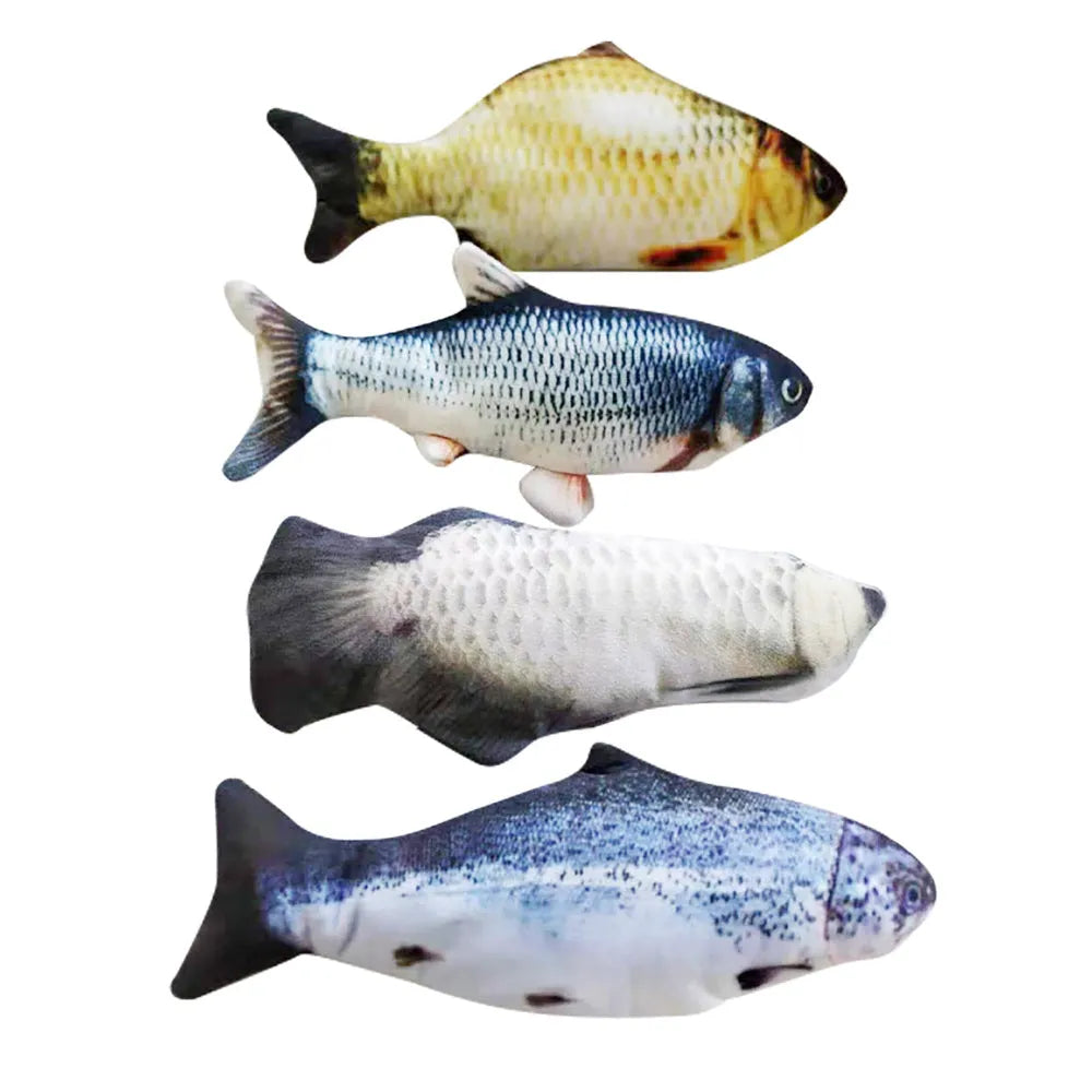 Electronic jumping fish cat toy with USB cable, multicolour options for feline play
