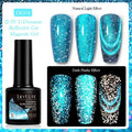 UV cat eye gel nail polish bottles with diamond glitter in six colour variations