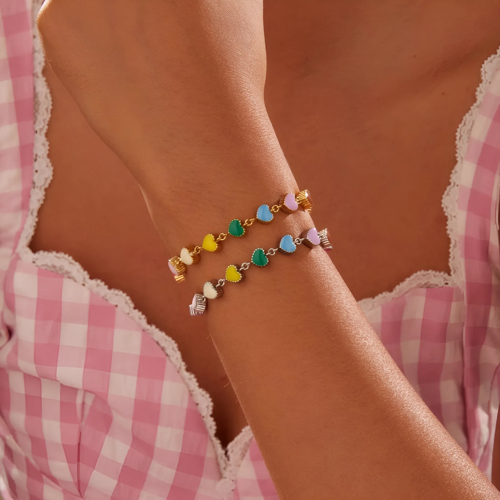 Heart-shaped stainless steel bracelet with 18K gold electroplating in women's jewellery