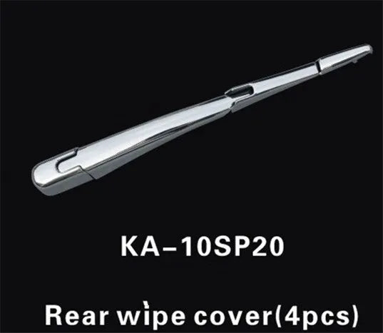 Set of four silvery ABS plastic rear wiper arm cover trims for 2010 Hyundai models.
