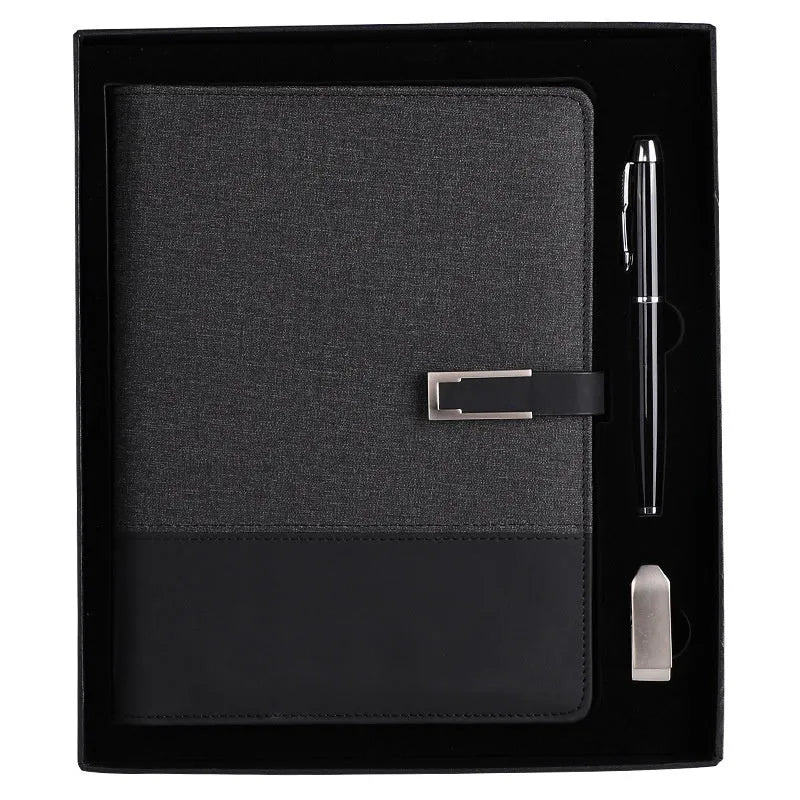 A5 thickening notebook with soft PU leather cover in brown, black, green, blue, or red, showing wood-free paper interior