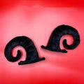 Composite fibre motorcycle helmet demon horns in black pink brown grey colours