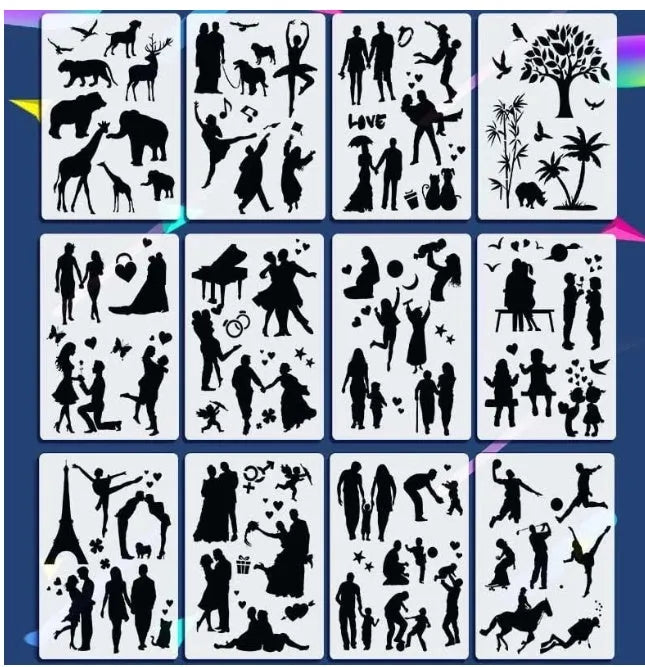 White plastic drawing stencil templates for tracing patterns and designs