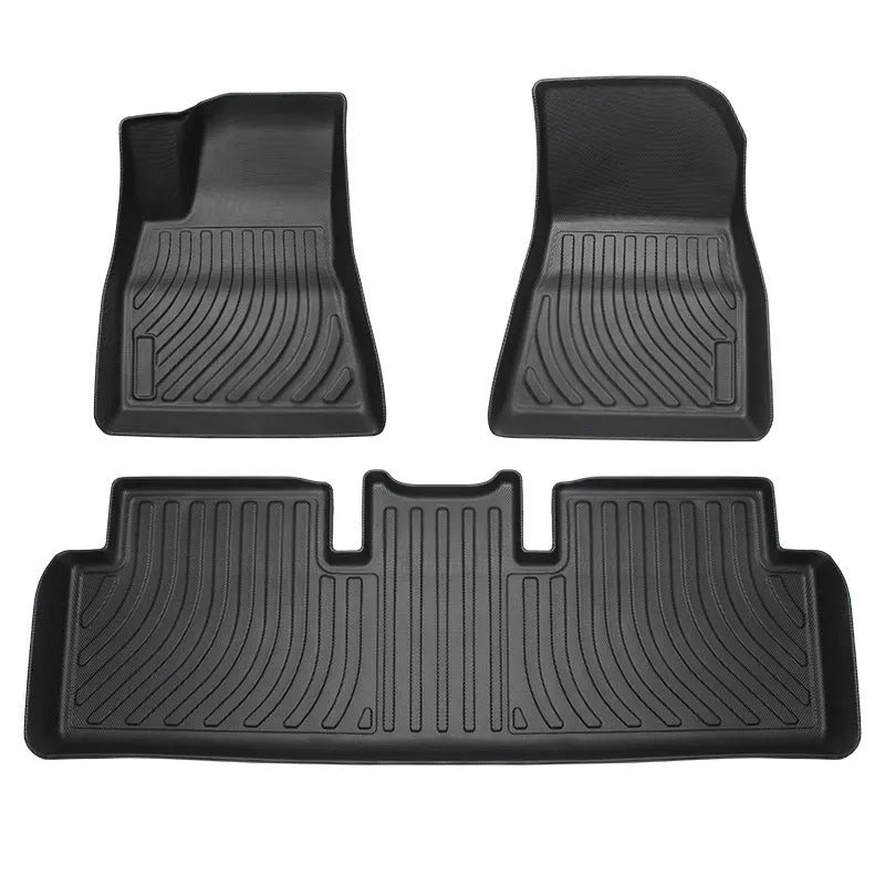 Rubber car floor mat with TPE footrest for Tesla Model 3, Y, S, and X vehicles
