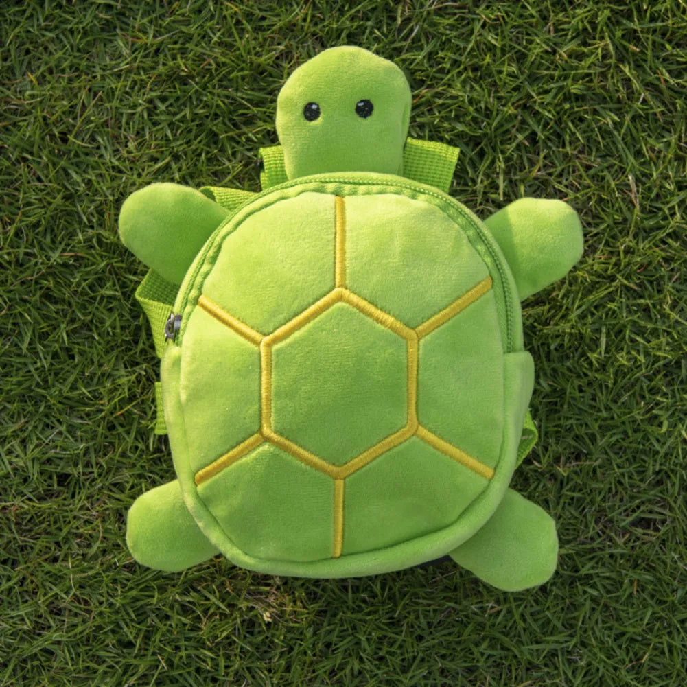 Cartoon turtle shaped dog backpack harness vest with metal zipper in velvet material