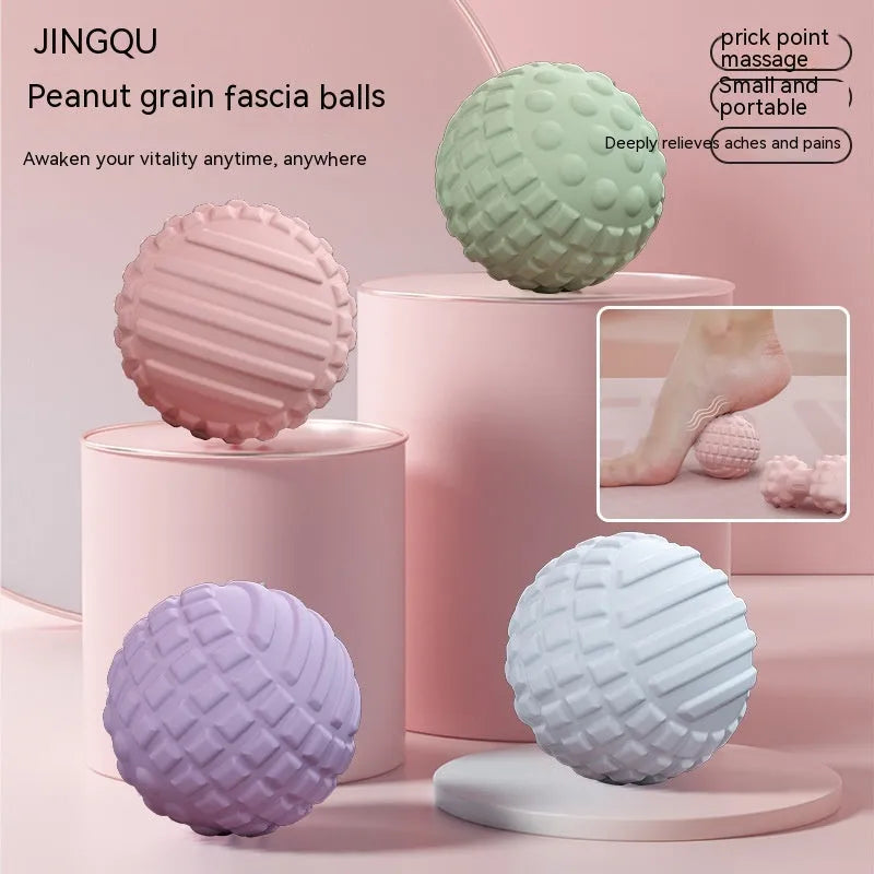 6cm diameter TPR foot massage ball in blue, green, pink, or purple for fitness and reflexology.