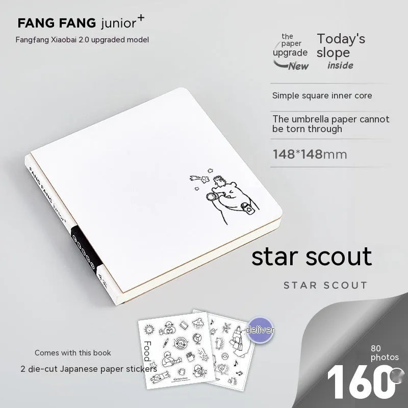 Small square notebook with checkered pages and choice of ten illustrated covers including bubble and heart designs