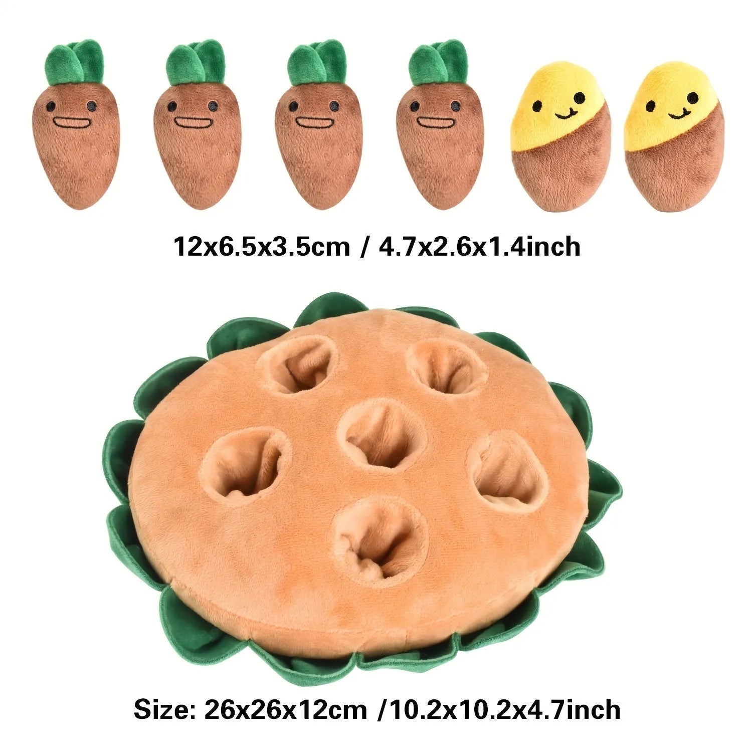 Yellow interactive dog sniffing pad made of polyester with removable squeaky plush toys for foraging training