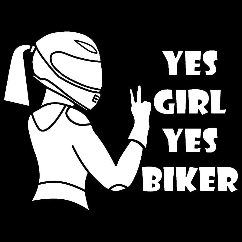 Girl rider character waterproof car sticker measuring 16cm by 15cm