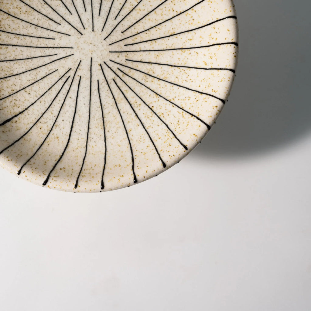Black and white striped retro fruit dessert plate made from synthetic resin