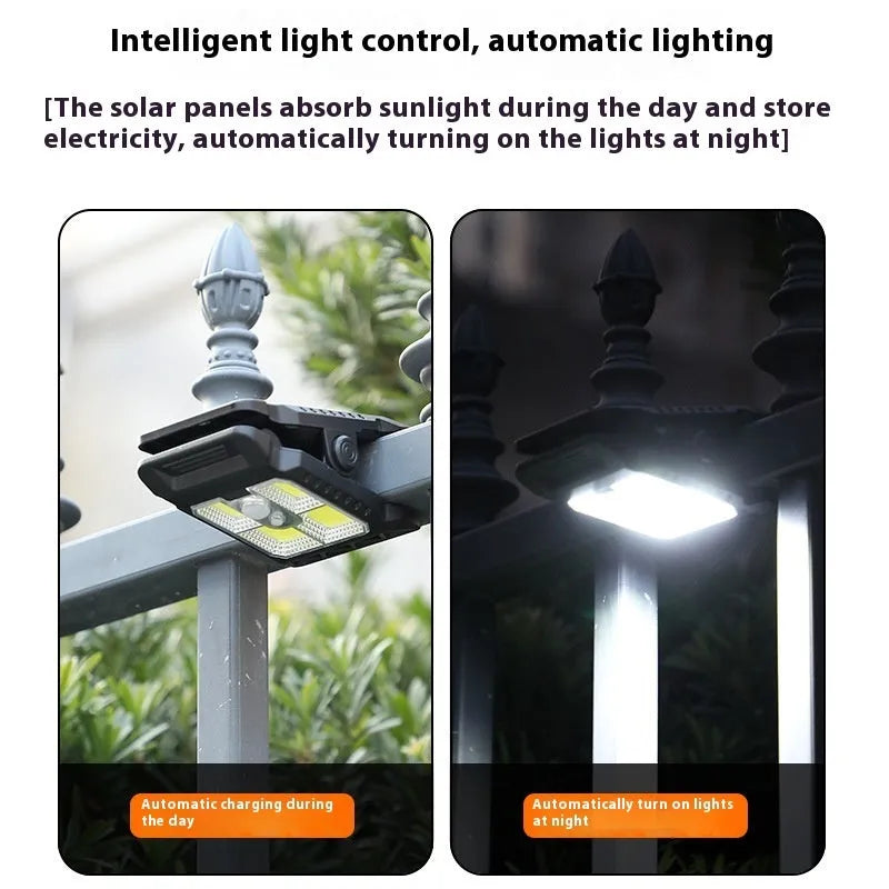 Black clip-on human body induction lamp with IP65 rating and three brightness settings