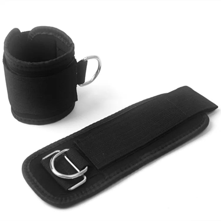 Black taekwondo leg training pull rope set with handles for explosive force development.