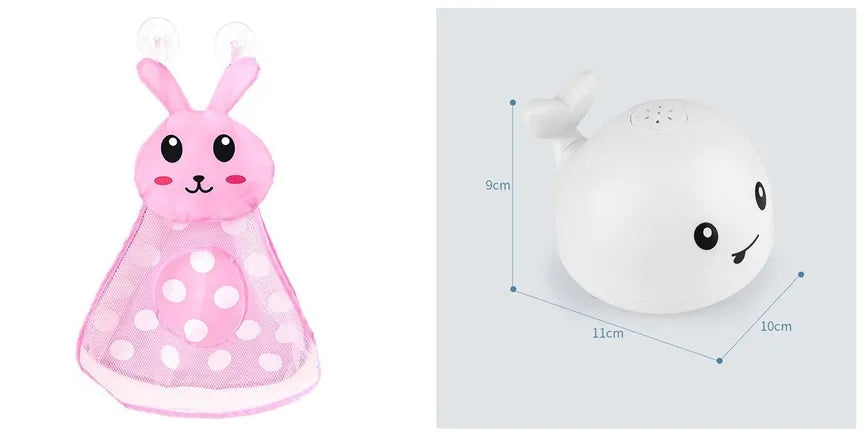 Automatic electric whale bath toy spraying water with flashing coloured lights