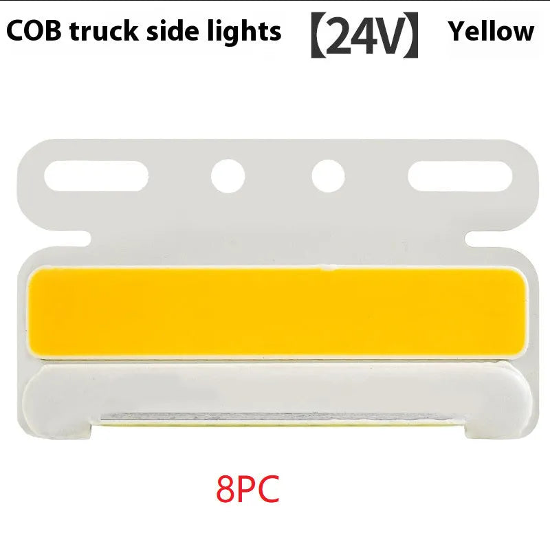Waterproof COB LED truck side light in aluminum alloy housing available in red white yellow green blue for 12V 24V vehicles